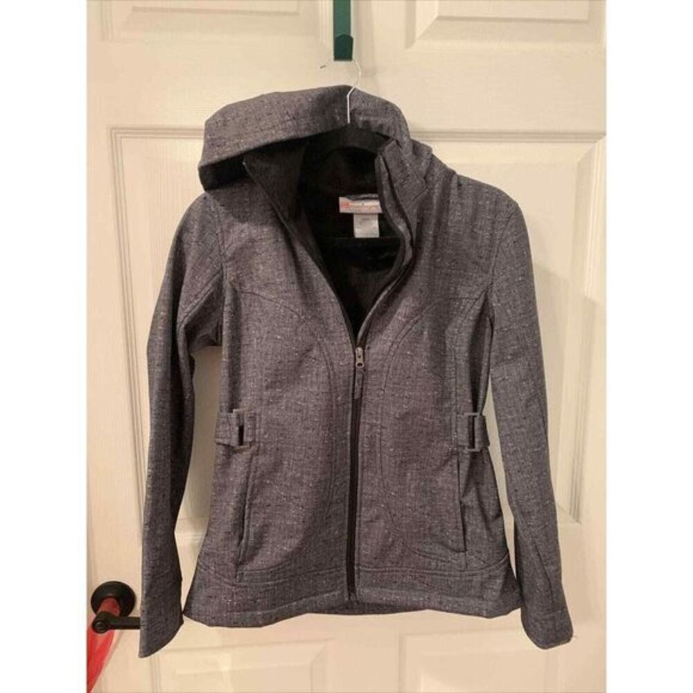 Free County Dark Gray Jacket with Removable Hood Women's Sz S herringbone